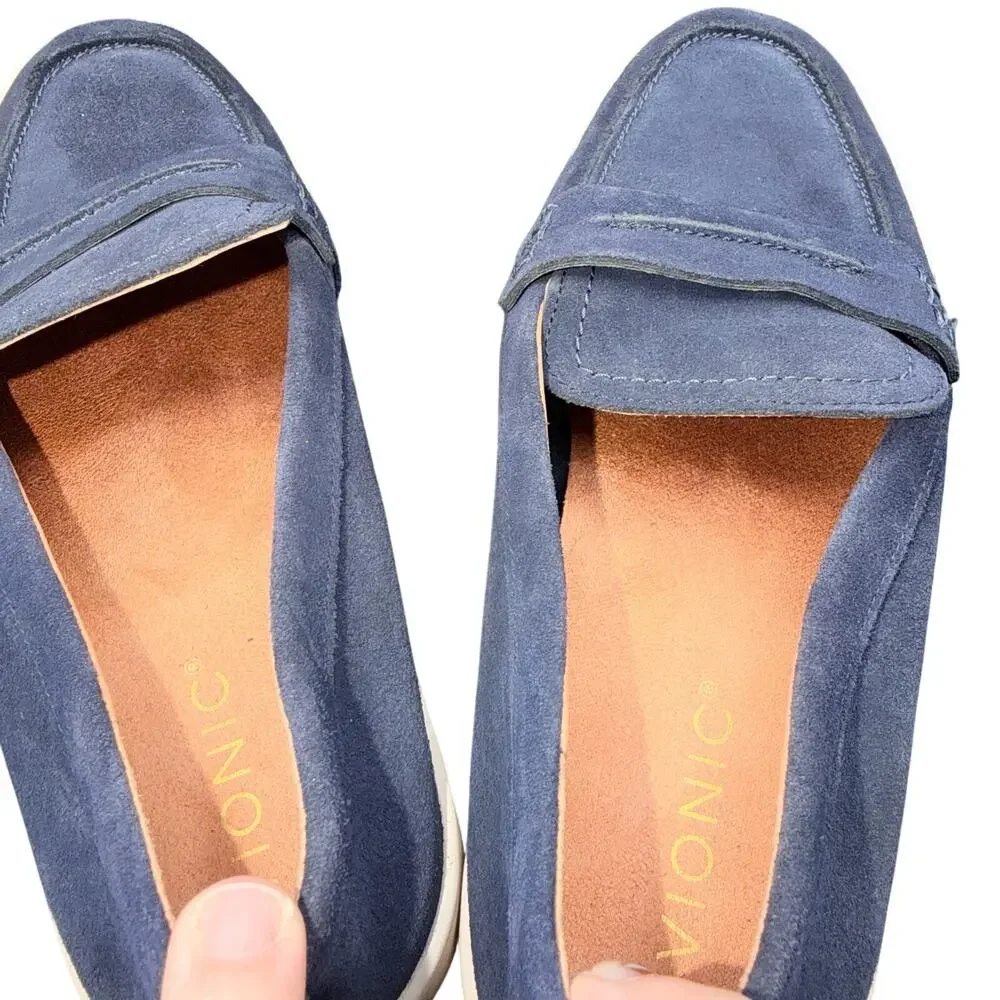 Vionic Chantel Navy Suede Penny Loafer Sneakers Women’s Size 10